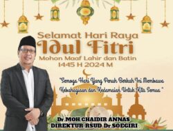 Ucapan hari Raya Idul Fitri 1445 H 2024 M Dirut RSUD Dr.SOEGIRI